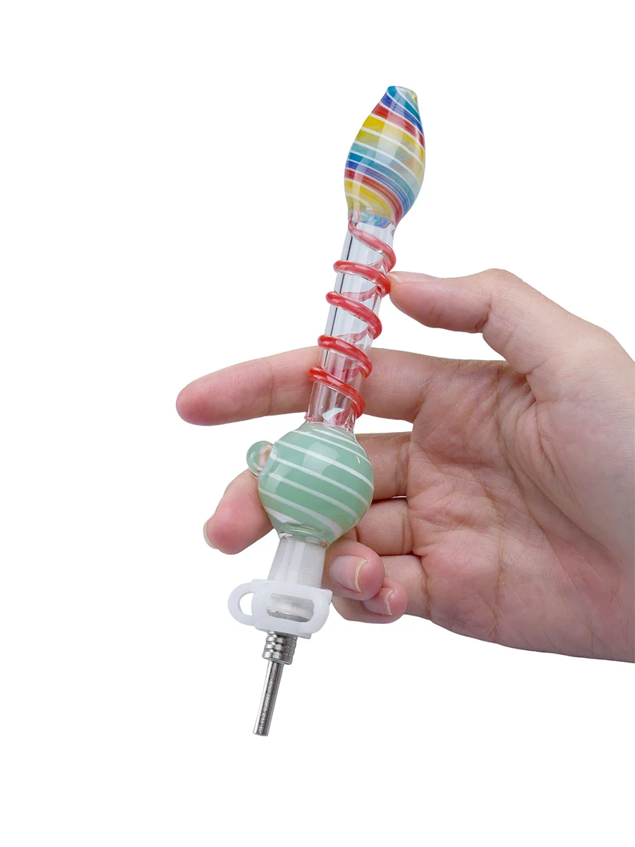 5.12" Mini Gourd Glass Nectar Collector with Red Spiral, 2 image 5.12" Mini Gourd Glass Nectar Collector with Red Spiral, 2 image