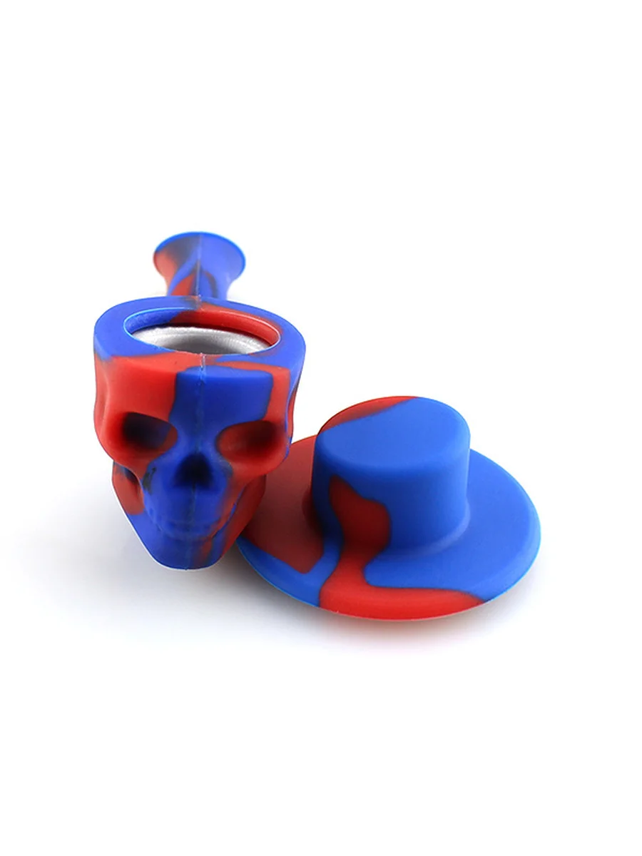 Skull Silicone Hand Pipe With Lid, 4 image