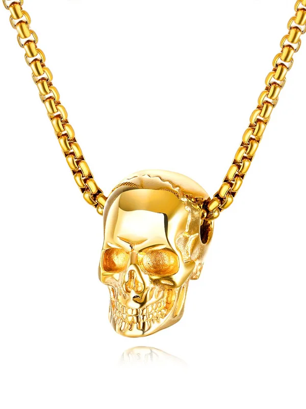 Skull Pendant Necklace, Color: Gold