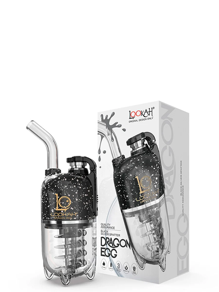 LOOKAH Dragon Egg Dab E Rigs Black-Silver Spatter LOOKAH Dragon Egg Dab E Rigs Black-Silver Spatter