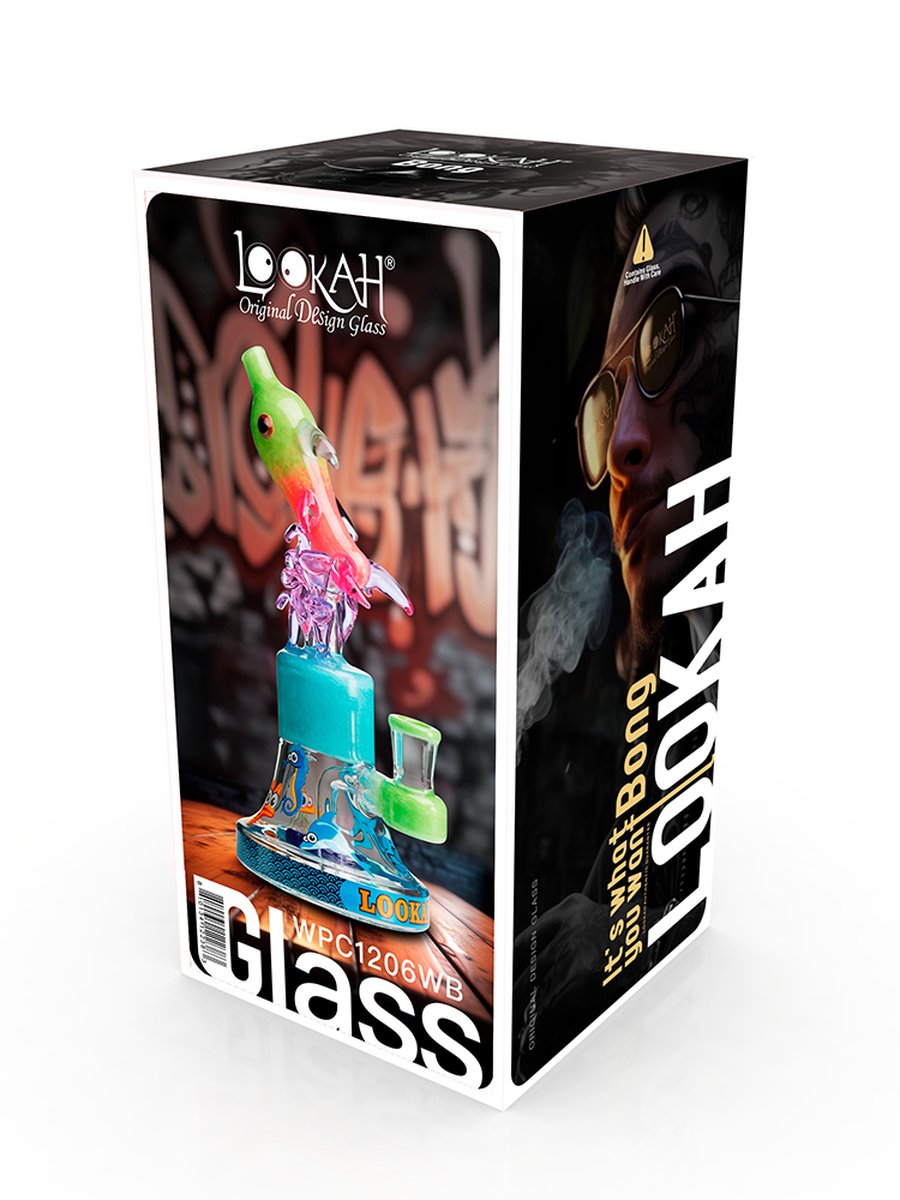 Lookah Rig 8.5" Cool Ocean World Artistic Dab Rig, Colors: Water Blue   