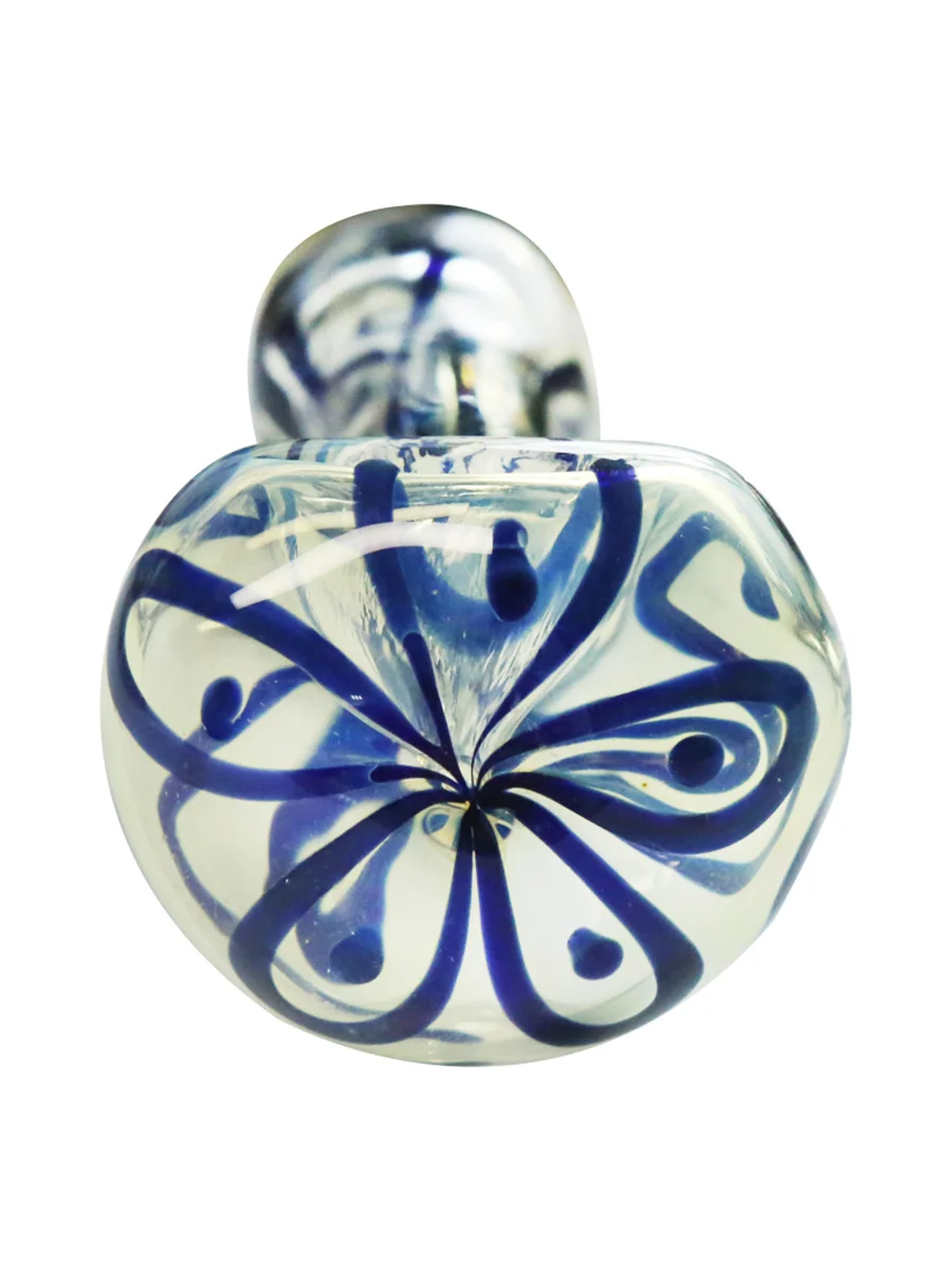 Blue Transparent Striped Glass Pipe