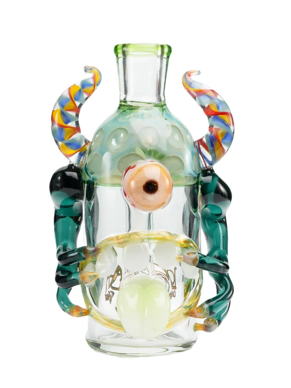14mm Joint 90-degree Playfull Monster Ash Catcher, Colors: Black Green