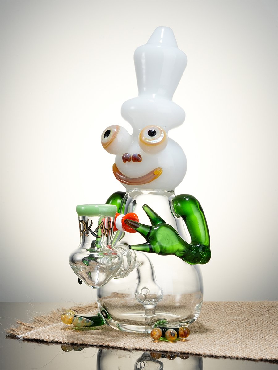 Lookah 8" Mini Cool Frog Themed Glass Dab Rig, Colors: White Jade, 4 image