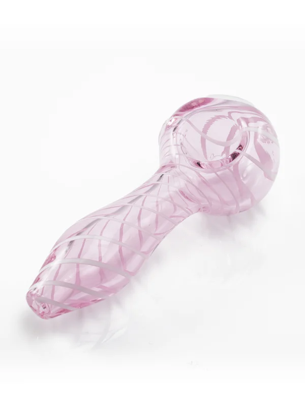 4" Mini Striped Glass Spoon Pipe, Color: White, 2 image 4" Mini Striped Glass Spoon Pipe, Color: White, 2 image