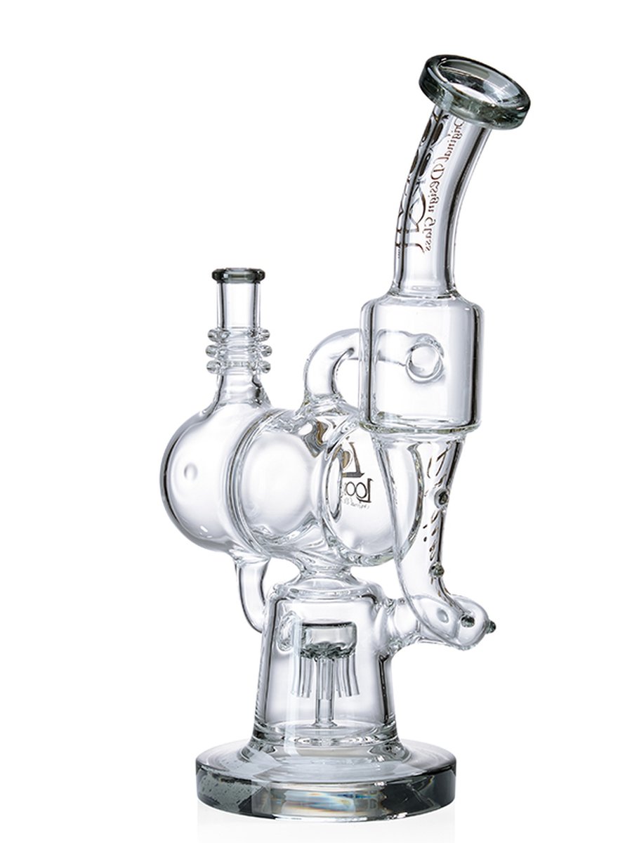 Platinum Glass Recycler Bong, Colors: Clear Black, 3 image Platinum Glass Recycler Bong, Colors: Clear Black, 3 image
