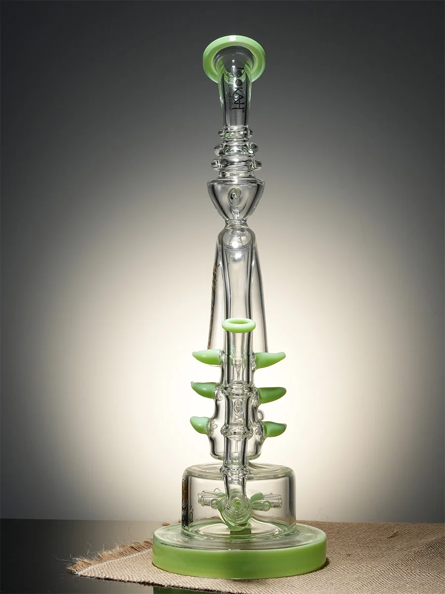 Clear Green Spiral  Recycler Water Pipe4