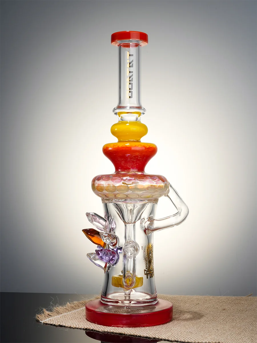 Lookah Rig 12" Cool Crystal Turbine Perc Recycler Dab Rig, Colors: Orange, 2 image