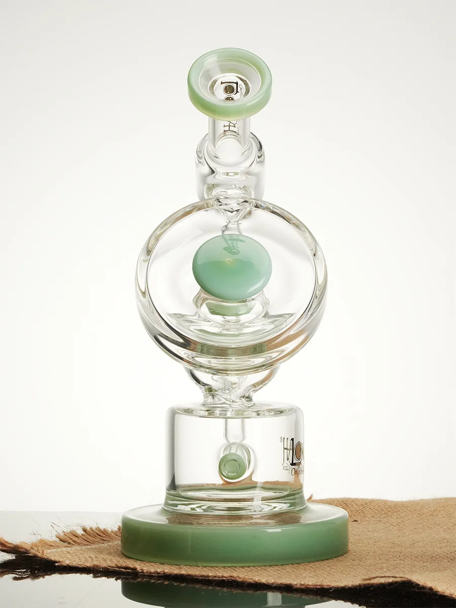 Lookah 9.6" Small Nebula Inline Perc Recycler Glass Bong, Colors: Blue, 3 image Lookah 9.6" Small Nebula Inline Perc Recycler Glass Bong, Colors: Blue, 3 image