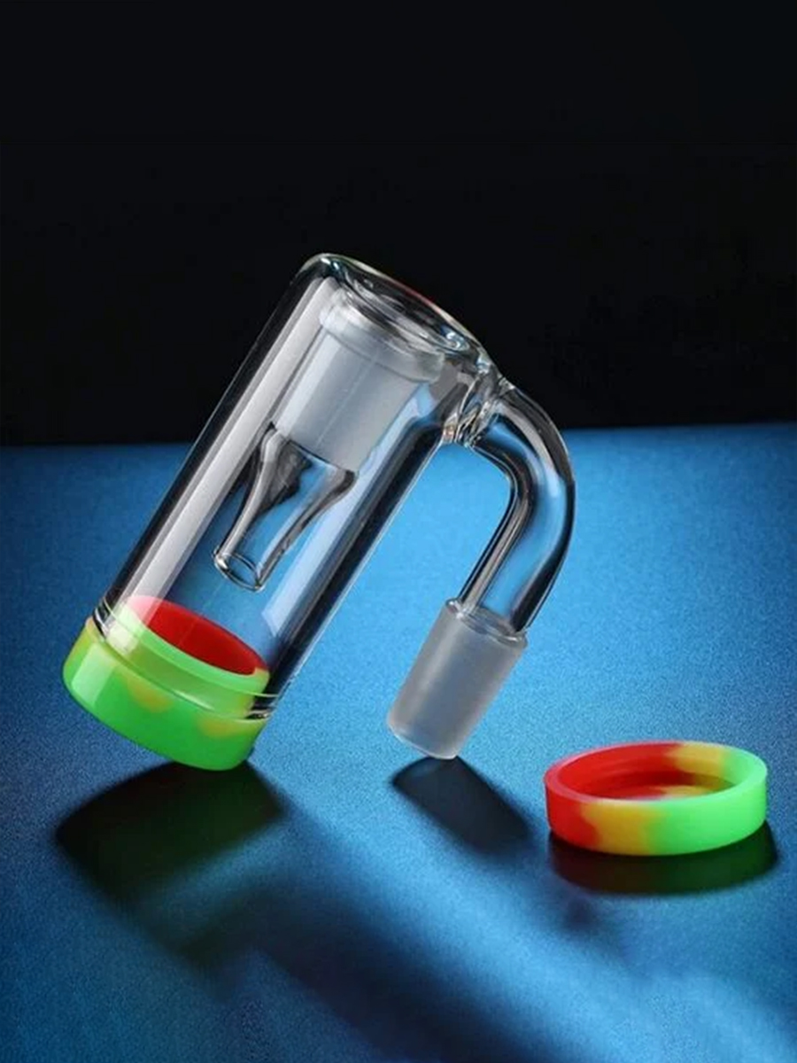14 mm Male 90° Glass Ash Catcher with Silicone Base - $18.90
