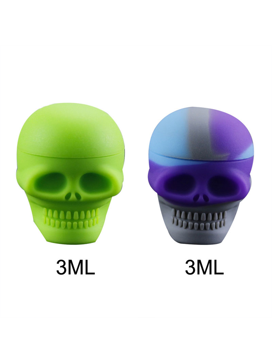 5-Pack Skull Silicone Containers - 3ML Non-Stick Heat Resistant Jars