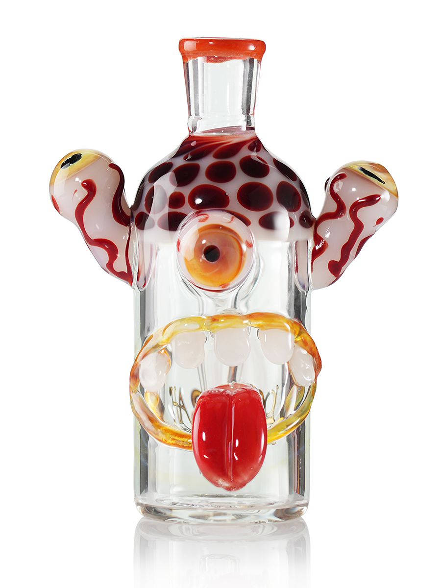 14mm Male 90° Cute Triple-Eyed Monster Head Glass Ash Catcher