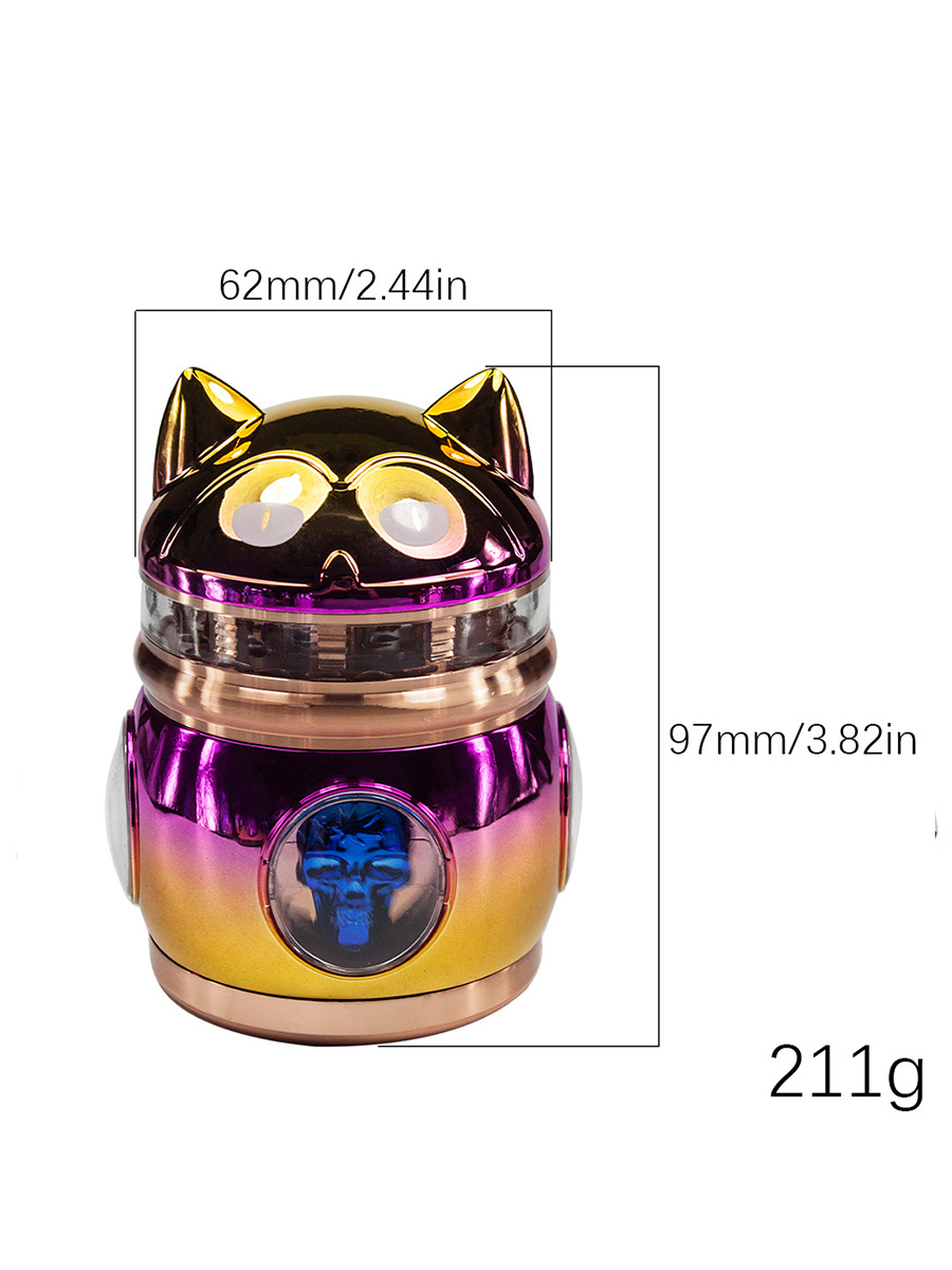4-Piece Lucky Cat Metal Herb Grinder with kief catcher​ $31.99