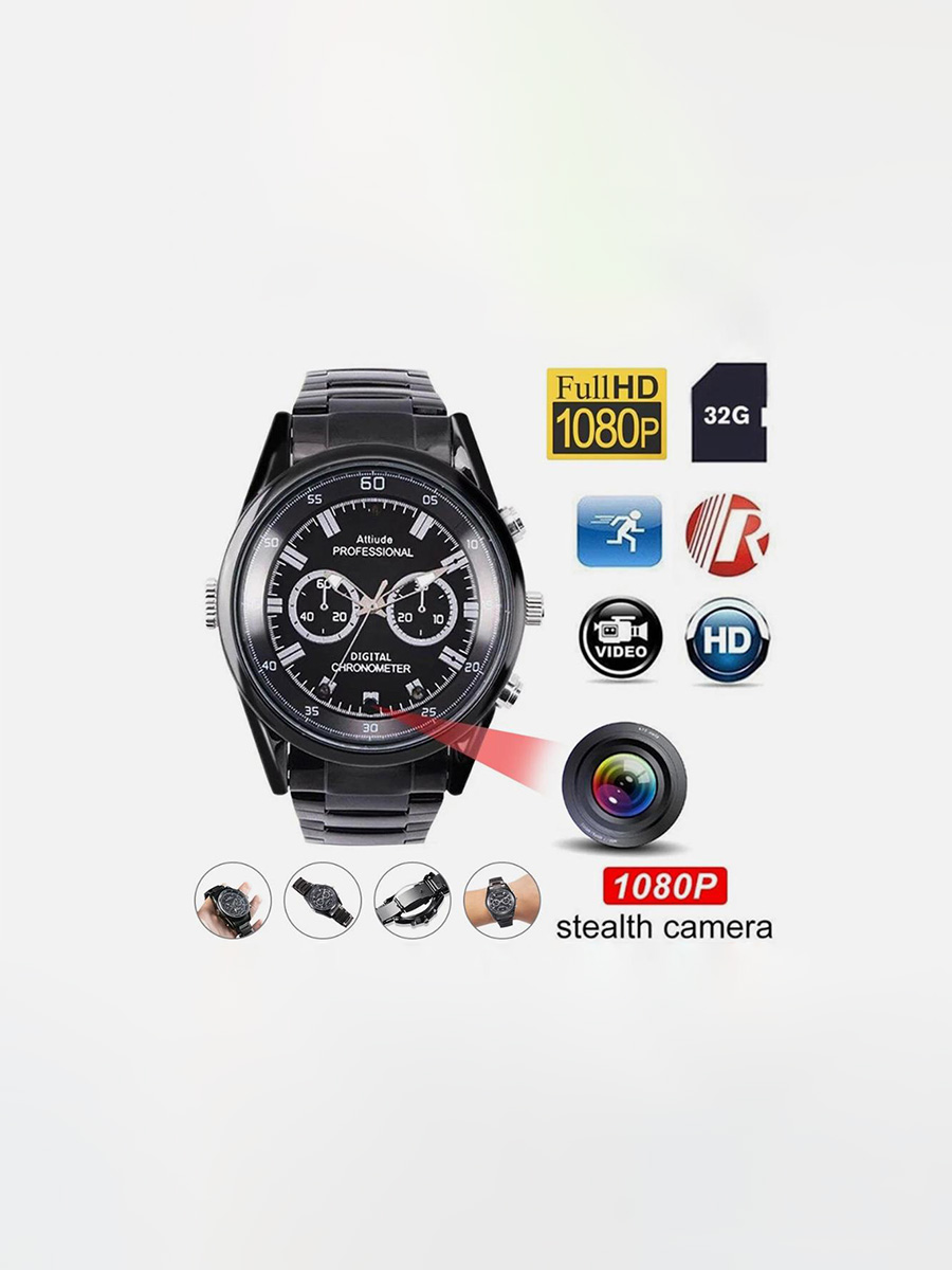 Mini Watch Camera 1080P HD 64GB Voice Video Recorder Night Vision Camcorder