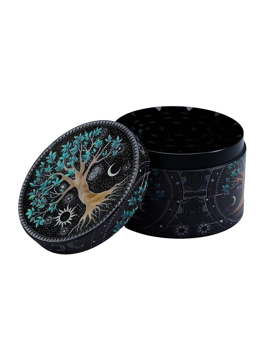 Cool Tree of Life 4 Piece Metal Herb Grinder with kief catcher