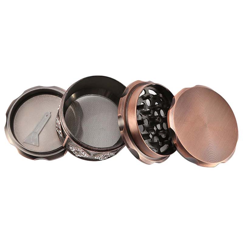 Grinder Moulin à Épices En Alliage De Zinc – Effriteur Herbes Et Épices Avec Filtre, Mini Spatule Et Couvercle Magnétique, Gris Foncé