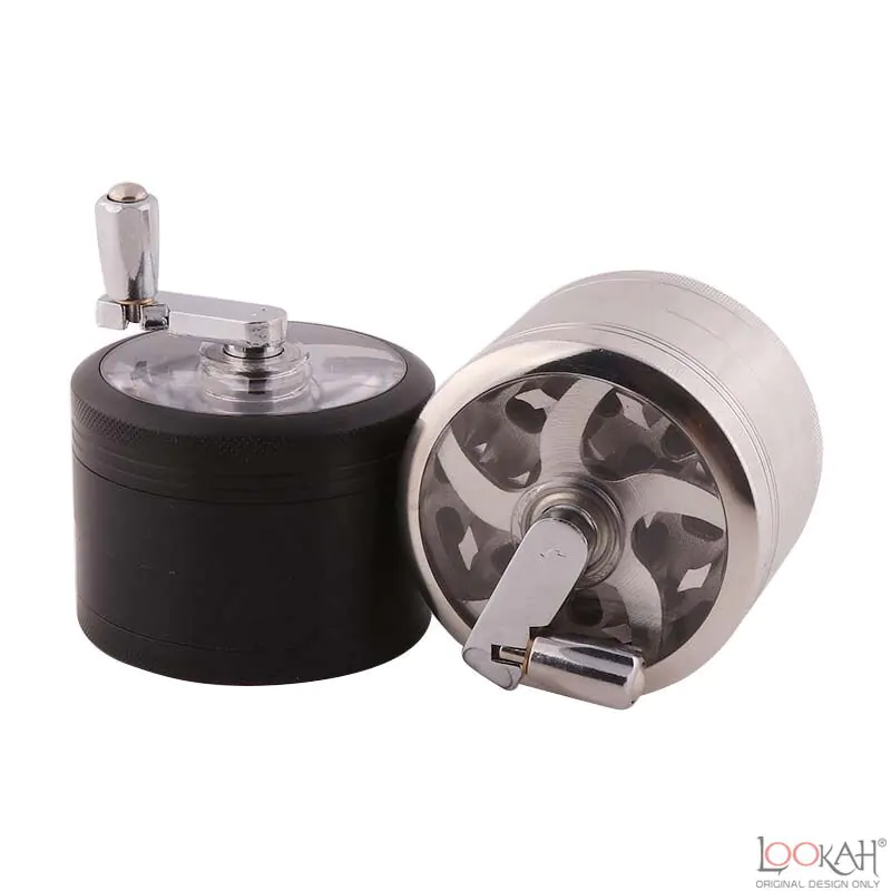 4 Pieces Metal Herb Grinder With Hand Crank - MUXIANG Pipe Shop