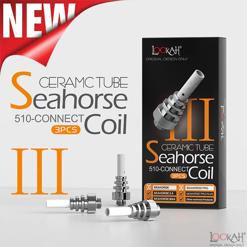 Lookah Seahorse Coil III: Ceramic Tube E-Nectar Collector Tips, 3-Pack