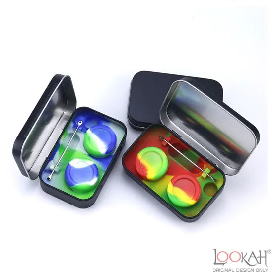 Silicon Kit Set With Tin Box 5ml Silicone Dab Containers For Wax Dabs Jars  And Silver Dabber Tool2359530 From 10,49 €